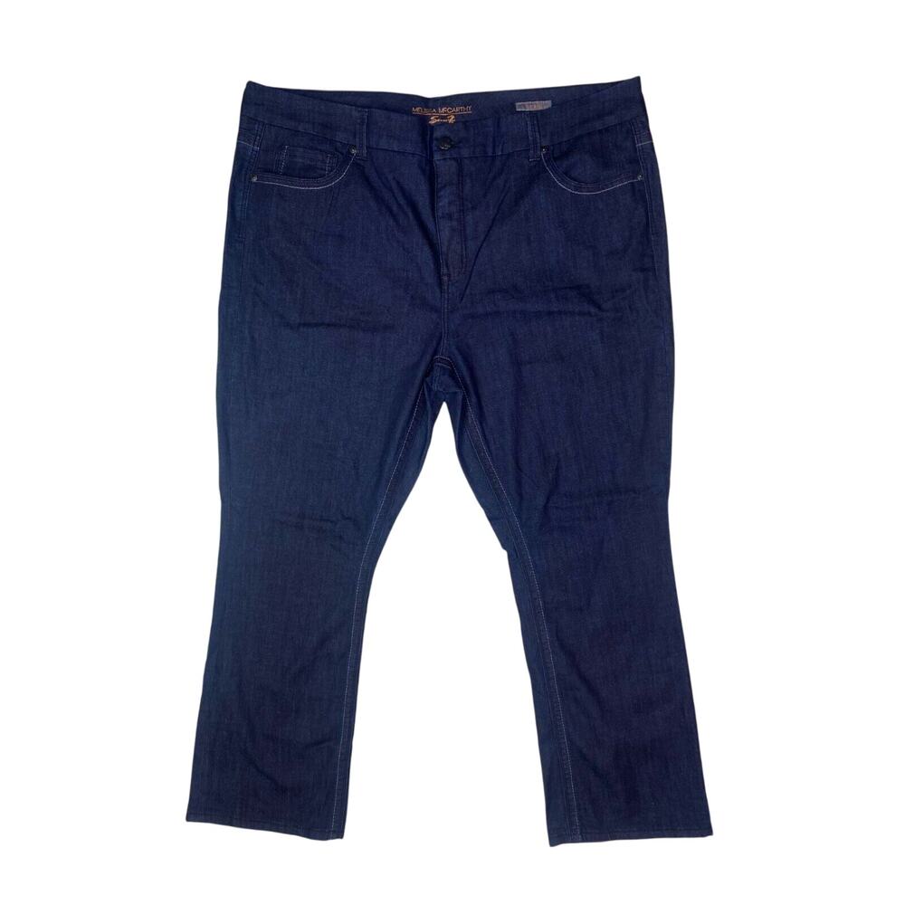 Melissa McCarthy Seven7 Boot Slimming Silhouette Stretch Jeans 28 Dark Wash Blue